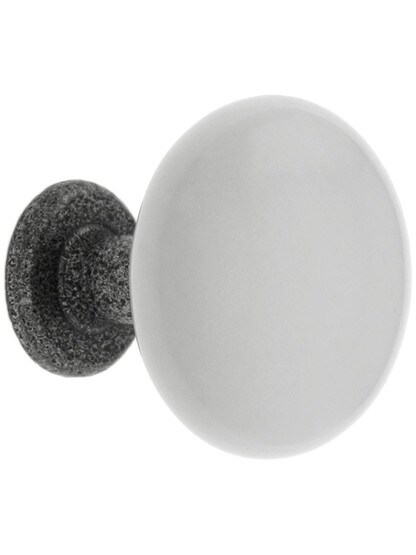 1 1/4 inch Madison Ivory Cabinet Knob with Antique Steel Shank.